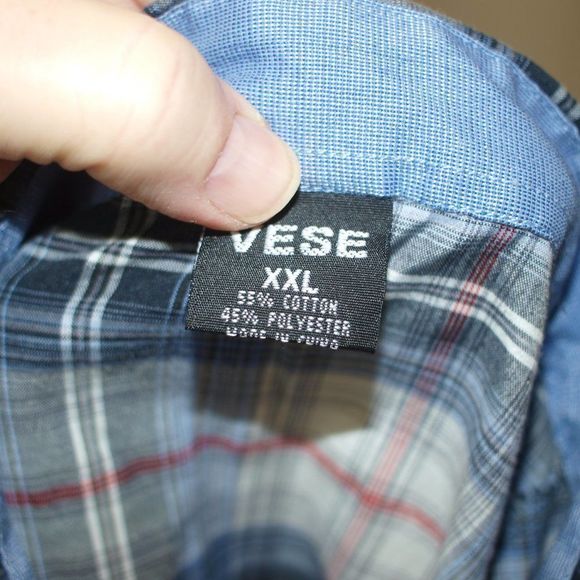 Vesse Button‎ Front Blue Plaid Shirt XXL - Picture 7 of 7